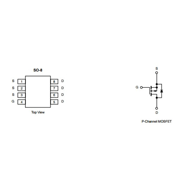 4835P-Channel 30-V (D-S) MOSFETVDS=-30VID=-9.6A @ VGS=-10VID=-7.5A @ VGS=-4.5V