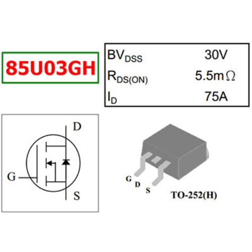 AP85U03GHN-Channel Enhancement Mode Power MOSFET. Package : TO-252(H) Type30V