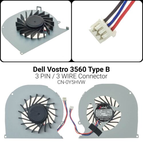3 PINDell Inspiron 15R 5520 5525 7520 VOSTRO 3560 CPU cooling fanY5HVW 0Y5HVW Y550A Y550P Y550M