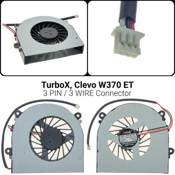 Ανεμιστήρας TurboX Clevo W350 / W350ETQ / W370 / W370ET / W370S / W370SS / W370ST / W370ETQ / W370SKQW6503-pin / 3-wire  