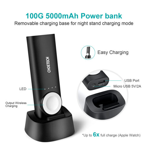 2-in-1 Wireless Power Bank with MFI for Apple Watch and Smarthone - 5000mAh