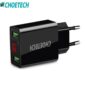 Choetech - Dual port adapter with 2 USB Type-A charging ports - Including LED display - 3A - LED indicator - Black