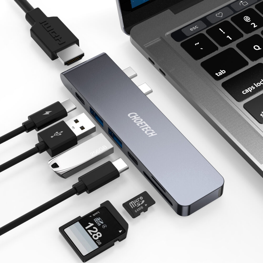 Connecting USB-C 7-in-1 hub - Sky Gray