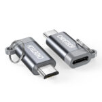 Micro USB to USB-C adapter keychain - gray