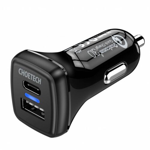 Quick Charge 3.0 Car Charger - 1x USB-C - 1x USB-A - 36W - 3A - Black