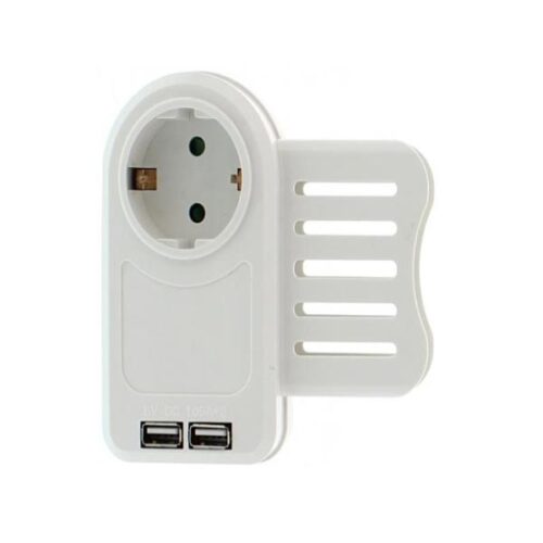 Schuko adaptor Well με 2x 1.05A USB και phone holder ELAD-SH/2XUSB/01-WL