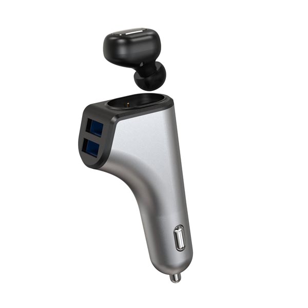 Universal 2 in 1 Car Charger 2xUSB 3.1A με Bluetooth earphone Platinet PLCRBT2