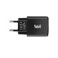 Universal 2xUSB FastTravel Wall Charger 5VDC/2.4A (12W) Μαύρο Well PSUP-USB-W22402BK-WL