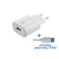 Universal USB 3.0 Fast Travel Wall Charger LTU24 QC 3.0 4000mA  και Φορτιστής -Data L14  Λευκό Lime