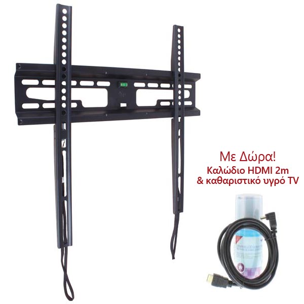 Βάση FXS60 23"-60" Μαύρη Σταθερή με κορδόνι Well TVS-LCD-FXS60P-WL