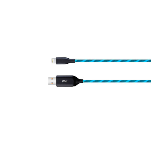 Καλώδιο 3A USB 2.0 σε Lightning Φόρτισης - Data 1m  Μπλε Φωτιζόμενο Well USB/LIGHT-1BE03-WL
