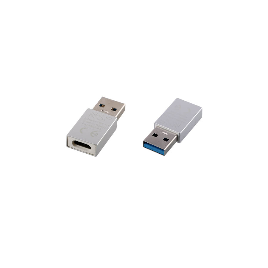 Μετατροπέας LONG TYPE C FEMALE ΣΕ USB 3.0 MALE 2.4A SILVER NSP