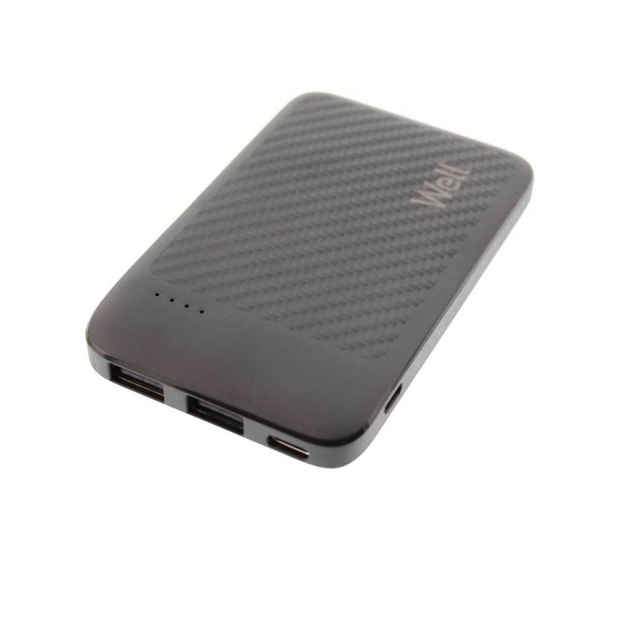 Φορητός Φορτιστής 5000mA 2.1A μαύρο Intense Power Bank Well PBANK-INTENSE50BK-WL