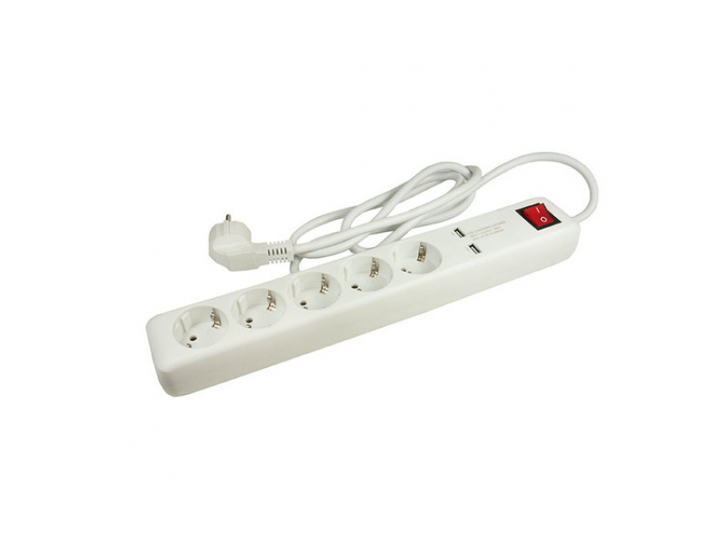 ARCAS Steckdosenleiste 5-fach mit Schalter und 2x USB 1er Shrink