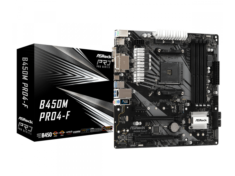 ASROCK B450M PRO4-F (AM4) (D) | Asrock - 90-MXBAB0-A0UAYZ