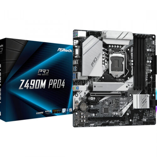 ASROCK Z490M PRO4 Motherboard  micro ATX LGA1200-Sockel 90-MXBBV0-A0UAYZ