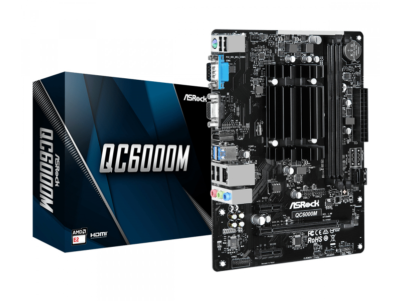 ASRock MB QC6000M AMD E2-6110 APU M-ATX D-Sub