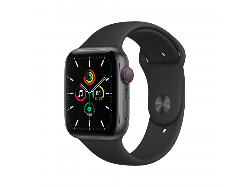 Apple Watch SE Space Grey Aluminium 44mm 4G Black Sport Band DE MYF02FD