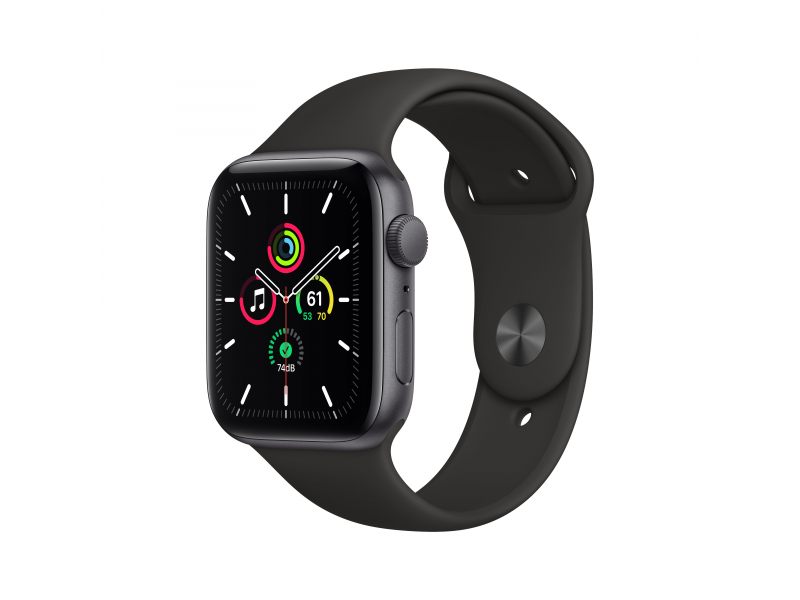 Apple Watch SE Space Grey Aluminium 44mm Black Sport Band DE MYDT2FD
