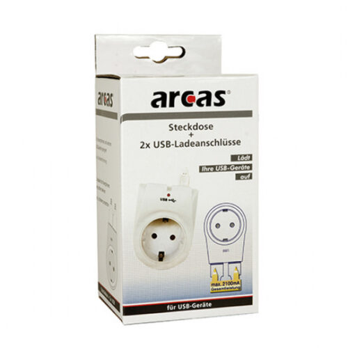 Arcas Adapter plug with max. 2100mA USB charging ports Retail