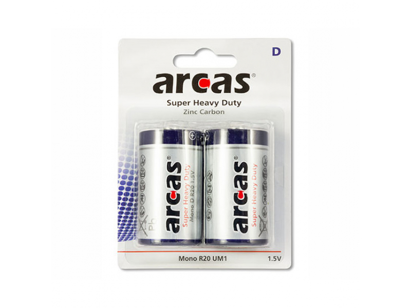 Battery ARCAS Super Heavy Duty Mono D LR20 (2 Pcs.)