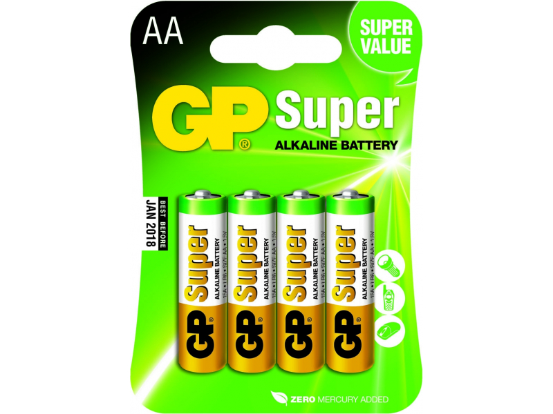 Battery GP SUPER LR06 Mignon AA (4 Pcs) 030.15AC4