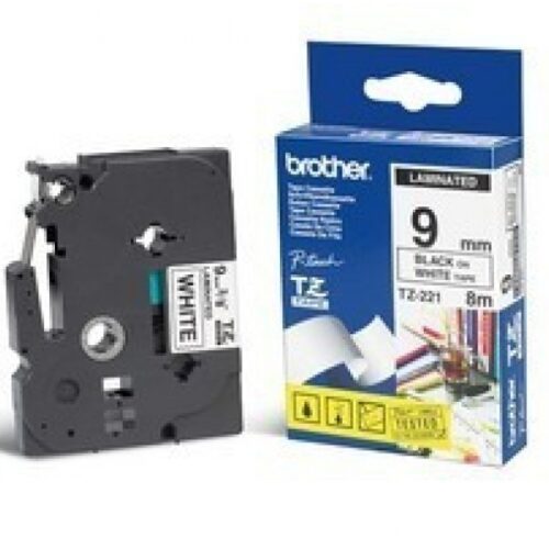 Brother TZe-221 Black on white TZe Inkjet Presentation box 9 mm 8 m TZE221