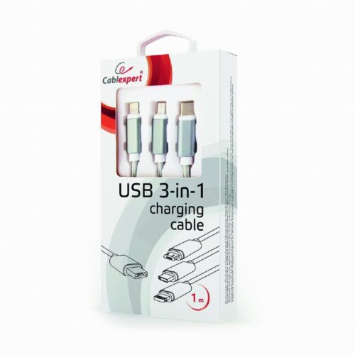 CableXpert 3-in-1 USB-Ladekabel 1m CC-USB2-AM31-1M-S