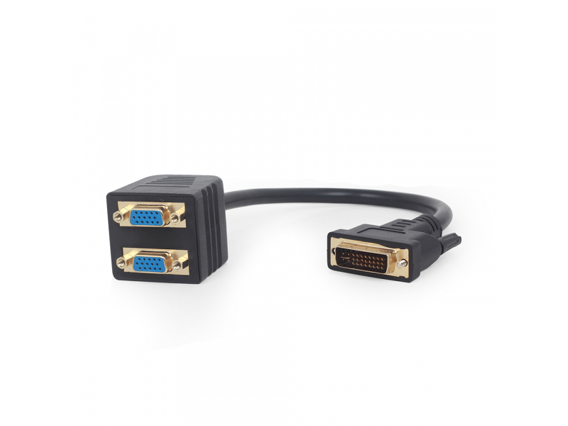 CableXpert DVI-I zu 2x VGA Splitter Kabel 0,3 m schwarz A-DVI-2VGA-01