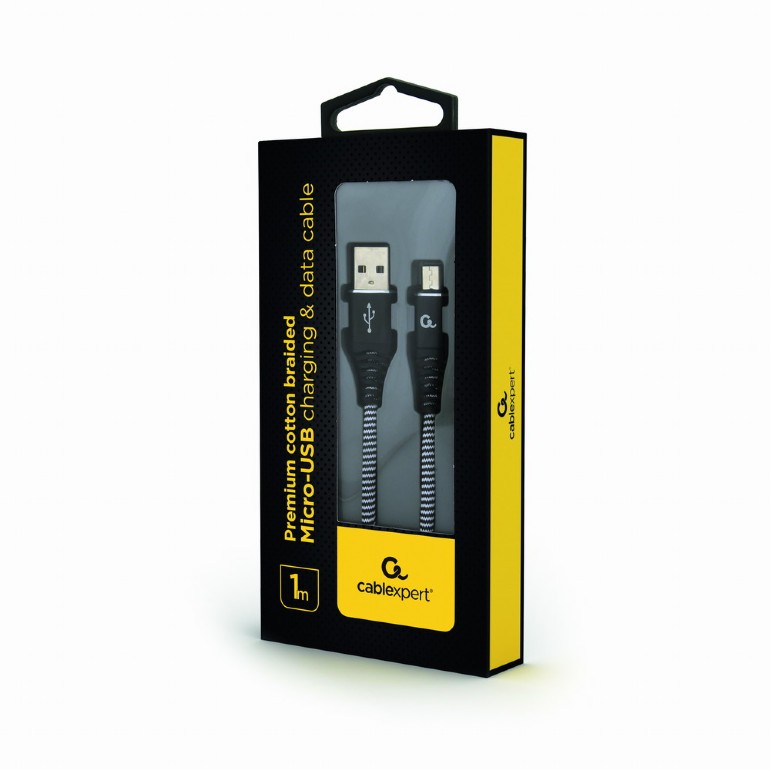 CableXpert Micro-USB charging Cable 1m CC-USB2B-AMmBM-1M-BW