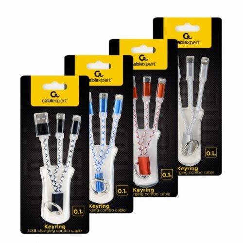 CableXpert Schlüsselanhänger USB-Ladekabel Mix Colours CC-USB2-AM8PmB-01-MX