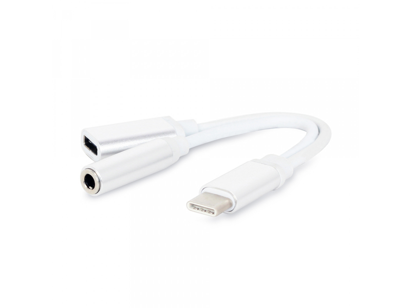 CableXpert USB-Typ-C-Stecker an Stereo 3,5 mm Adapter weiß CCA-UC3.5F-02-W