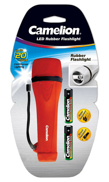 Camelion Rubber Flashlight PT1L2AA-2R6PBP LED Torch (1 Pcs.)