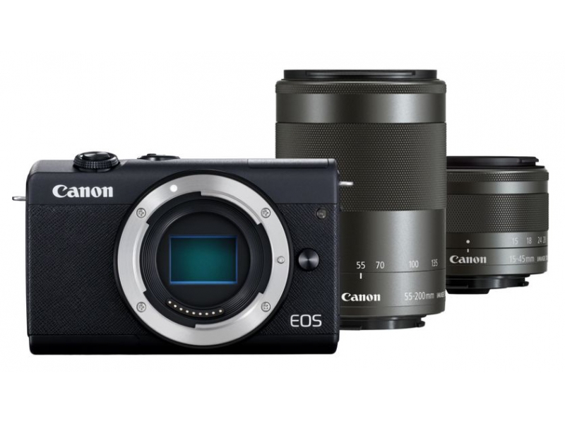 Canon EOS M200 Kit schwarz + EF-M 15-45 + 55-200 IS STM - 3699C018