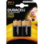 Duracell Battery Alkaline, 6LR61, 9V Plus Power Blister (2-Pack), 105522