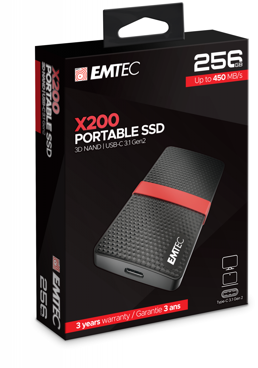 EMTEC SSD 256GB 3.1 Gen2 X200 SSD Portable Retail ECSSD256GX200