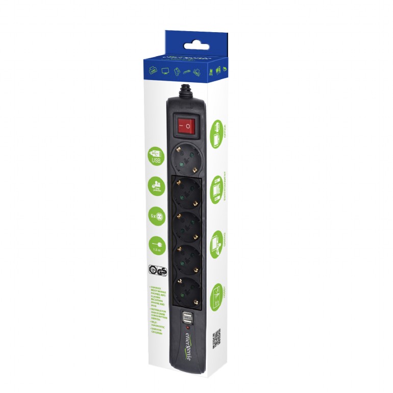 EnerGenie 5-fach Steckdosenleiste mit integriertem USB-Ladegerät SPG5-U2-5