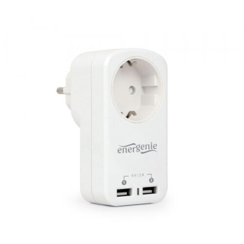 EnerGenie Zwischenstecker mit integriertem USB-Ladegerät weiß EG-ACU2-01-W