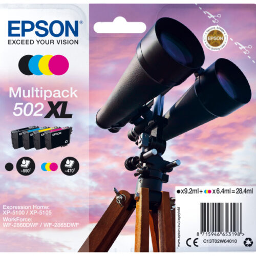 Epson Multipack 4-colours 502XL Ink -Black,Cyan,Magenta,Yellow - Epson - WorkForce WF-2860DWF - WF-2