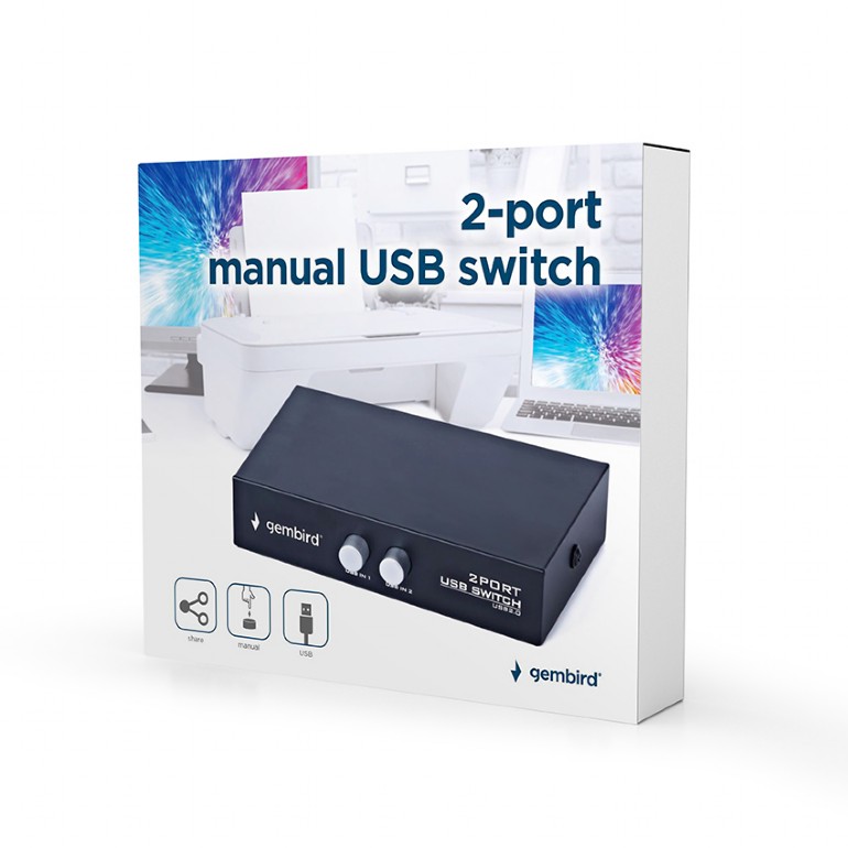 Gembird 2-port manual USB switch DSU-21