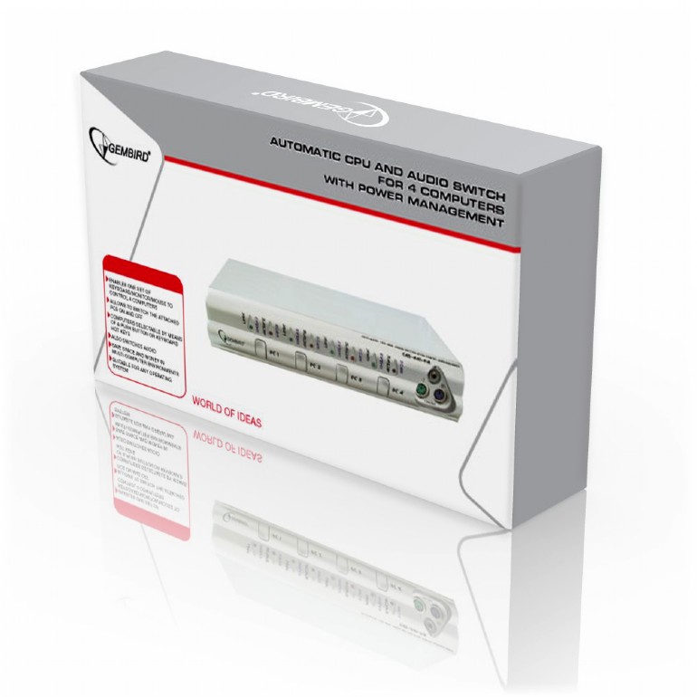 Gembird CAS-441-PM Automatisch CPU & Audio  Strommanag. bis zu 4 PCs CAS-44