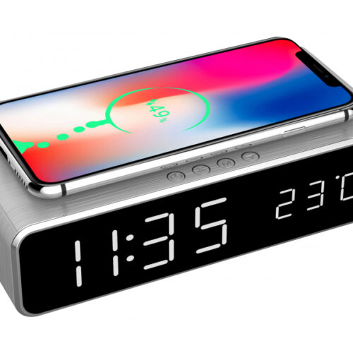 Gembird Digitaler Wecker mit kabelloser Ladefunktion DAC-WPC-01-S