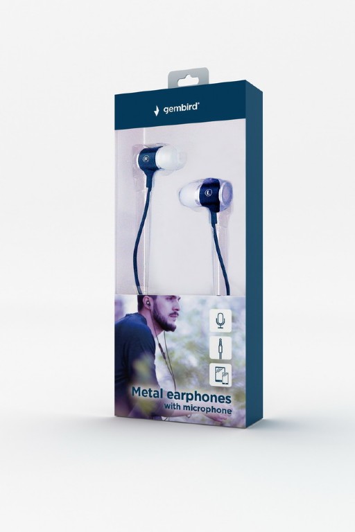 Gembird In-Ear Kopfhörer mit Mikrofon blau MHS-EP-001