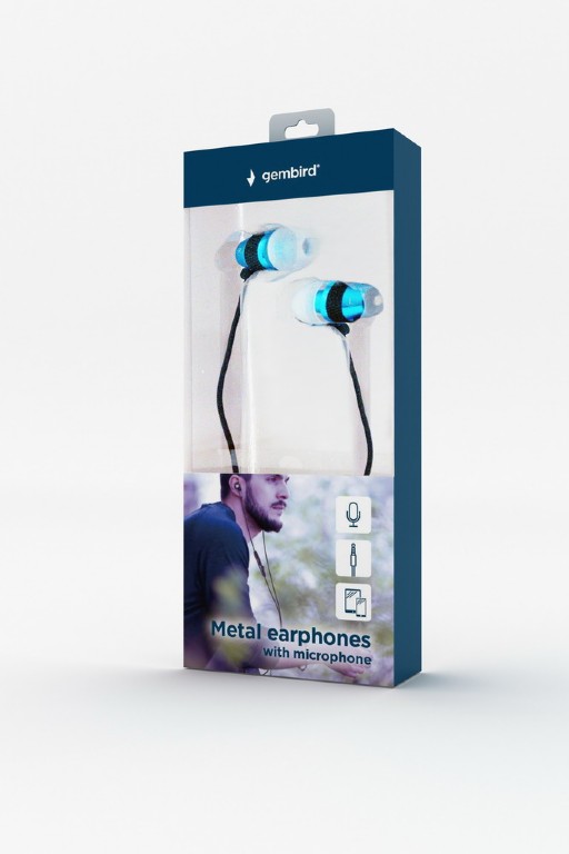 Gembird In-Ear Kopfhörer mit Mikrofon blau MHS-EP-002