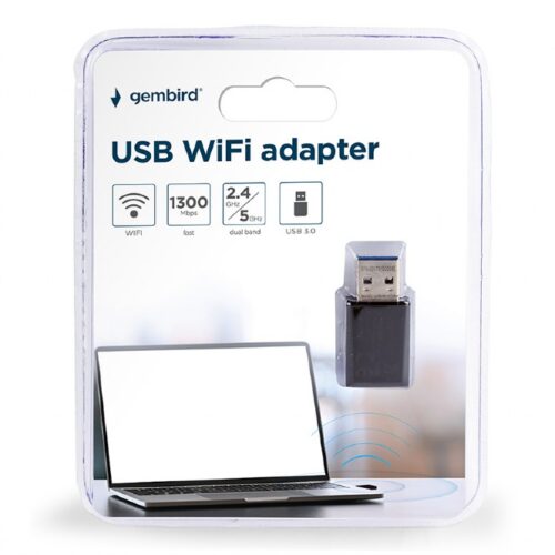 Gembird Kompakter Dual-Band AC1300 USB-Wi-Fi-Adapter WNP-UA1300-01