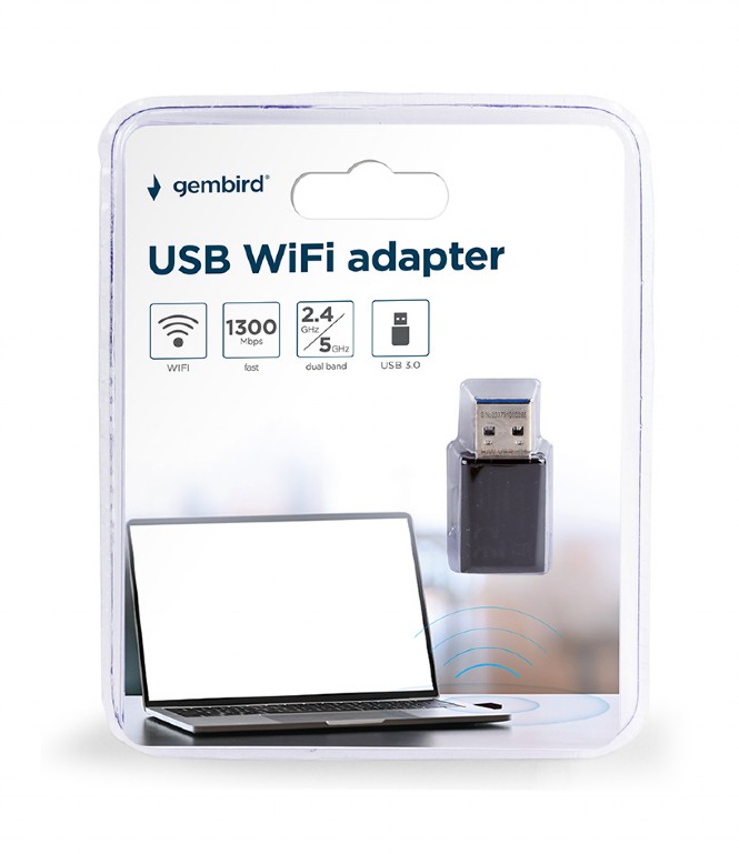 Gembird Kompakter Dual-Band AC1300 USB-Wi-Fi-Adapter WNP-UA1300-01