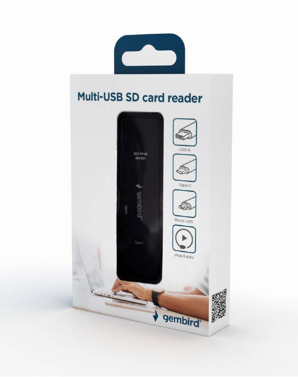 Gembird Multi-USB SD Card Reader schwarz UHB-CR3IN1-01