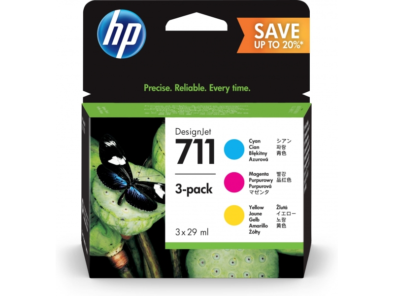 HP 711 28ml Tintenpatrone CMY 3-Pack P2V32A