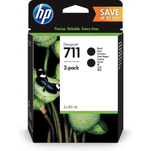 HP 711 80ml Tintenpatrone Schwarz 2-Pack P2V31A