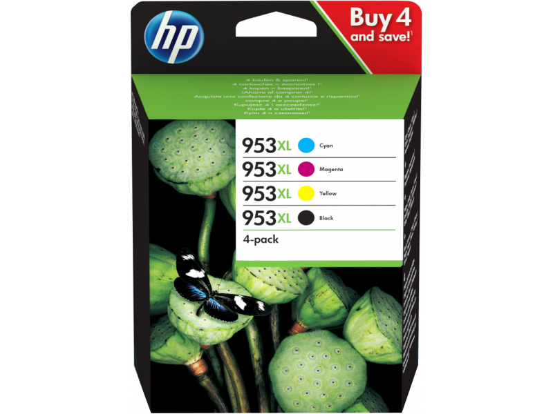 HP TIN #953XL 4pcs. Pack 3HZ52AE black, cyan, yellow, magenta 3HZ52AE